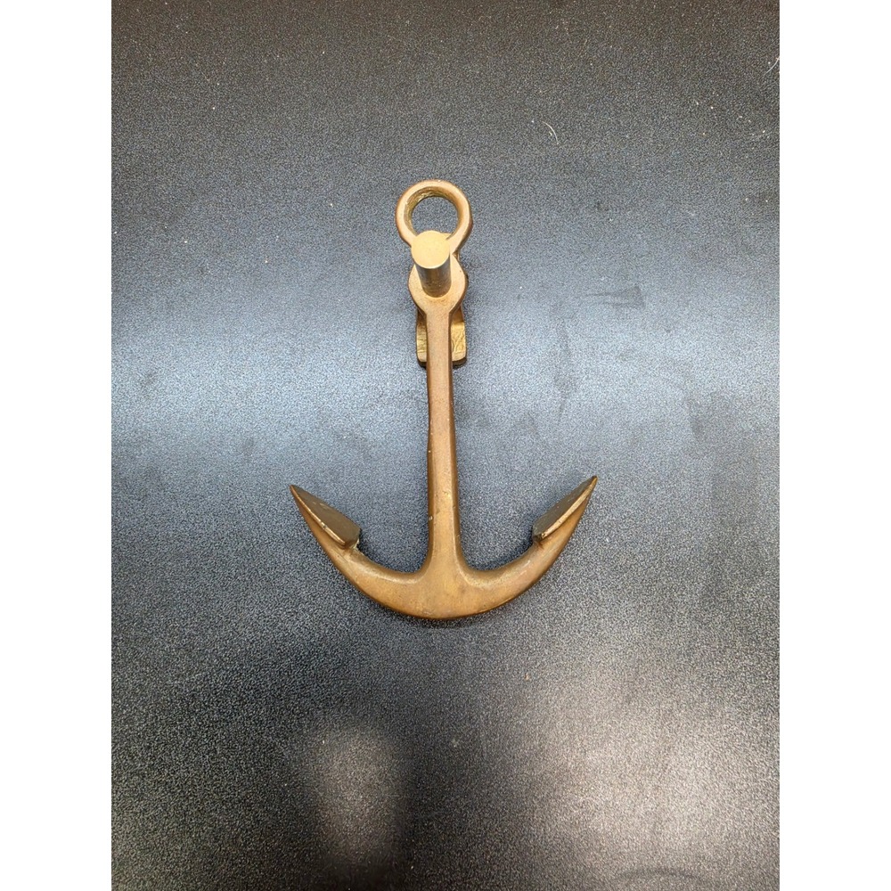 Vintage Solid Brass Anchor Wall Hook Nautical Maritime Decorative Hardware 6in